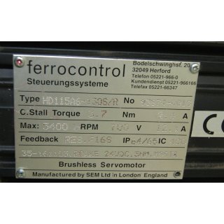 FERROCONTROL SERVOMOTOR HD115A6-130S/R 5400 RPM