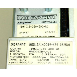 INDRAMAT TDM 3.3-030-300-W1 A.C. Servo Controller