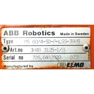 ABB ROBOTICS PS 60/4-50-P-LSS-3985  3HAB3125-1/8  SERVOMOTOR 