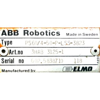ABB ROBOTICS PS 60/4-50-P-LSS-3823   3HAB3125-1   SERVOMOTOR