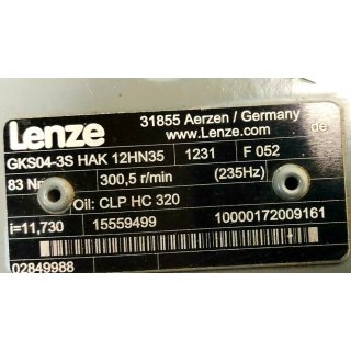 LENZE Motor GKS04-3S HAK 12HN35