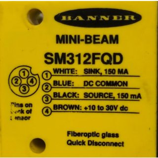 Banner SM312FQD Mini-Beam Leistung Feder Sensoren mit MN 55441 Kabel