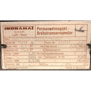 Indramat Permanentmagnet- Drehstromservomotor MAC 093A-0-PS-3-C/110-A-0//S01
