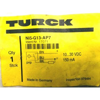 Induktiver Näherungsschalter TURCK Ni5-G13-AP7