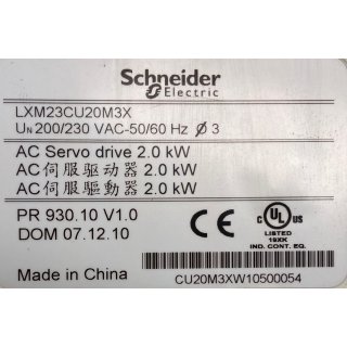 Schneider Electric LXM23CU20M3X L X M 2 3 C U 2 0 M 3 X