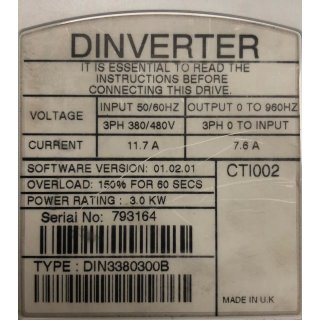 Control Techniques Dinverter Frequenzumrichter DIN3380300B