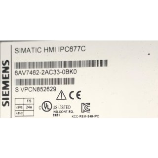 Siemens Simatic HMI IPC677C 6AV7462-2AC33-0BK0 ohne HDD