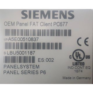 Siemens OEM Panel FAT Client PC677 A5E00510837