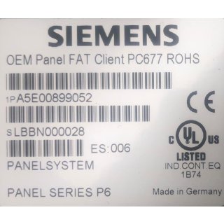 Siemens OEM Panel FAT Client PC677 ROHS A5E00899052