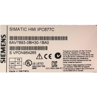Siemens Simatic HMI IPC677C 6AV7893-0BH30-1BA0 4GB RAM ohne HDD