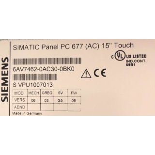 Siemens SImatic Panel PC 677 6AV7462-0AC30-0BK0 2GB RAM ohne HDD