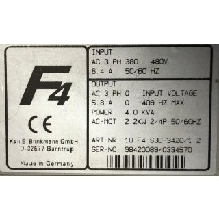 KEB Frequenzumrichter 10.F4 S3D-3420/1.2 10 F4 S3D-3420/1.2