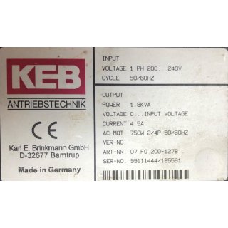 KEB Frequenzumrichter 07.F0-200-1278