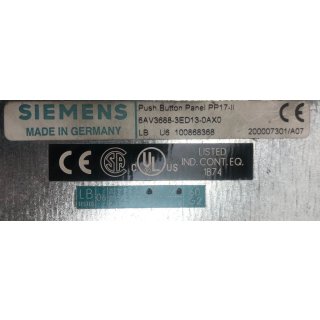 Siemens Push Button Panel PP17-II 6AV3688-3ED13-0AX0