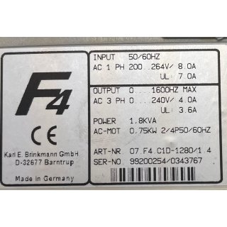 Keb Frequenzumrichter 07.F4.C1D-1280/1.4